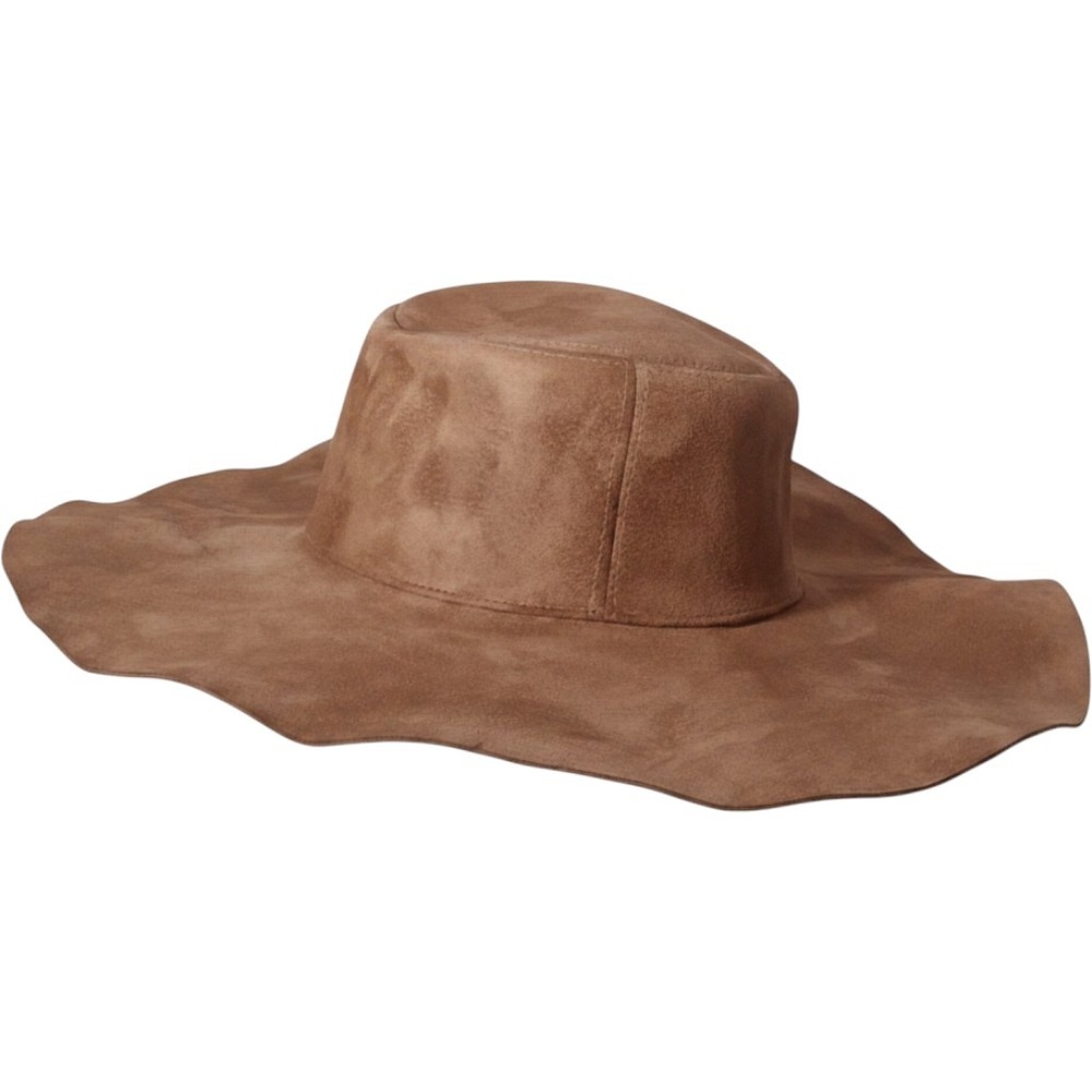Tan Brown Faux Suede Floppy Sun Hat Wide Brim Boho Festival Summer Accessory
